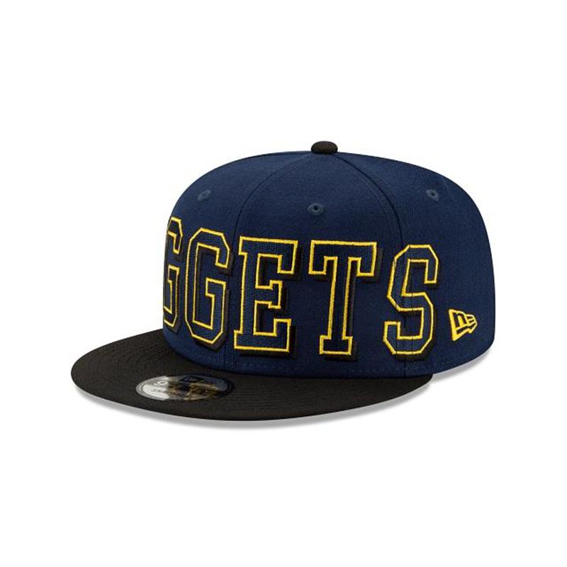 NBA Denver Nuggets Block Font 9Fifty Snapback (LCF5078) - Blue New Era Caps